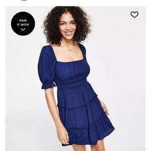 Trixxi Royal Blue Puff Sleeve Mini Dress